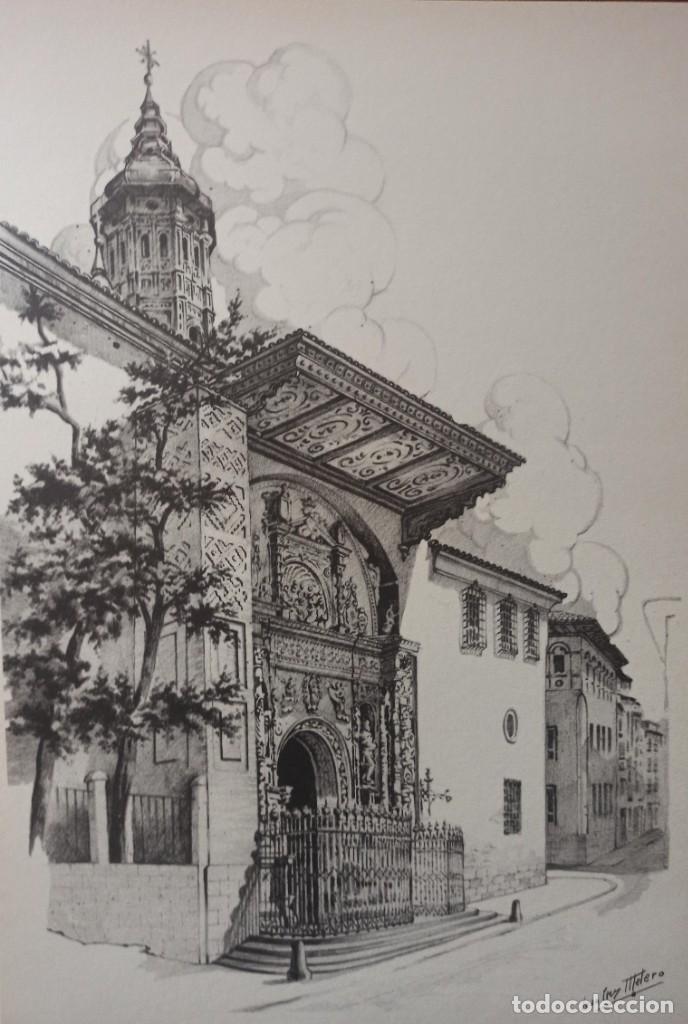 Coleccionismo: Calatayud portada Colegiata Santa Mar&iacute;a l&aacute;mina cartulina Juan Cruz Melero 1986