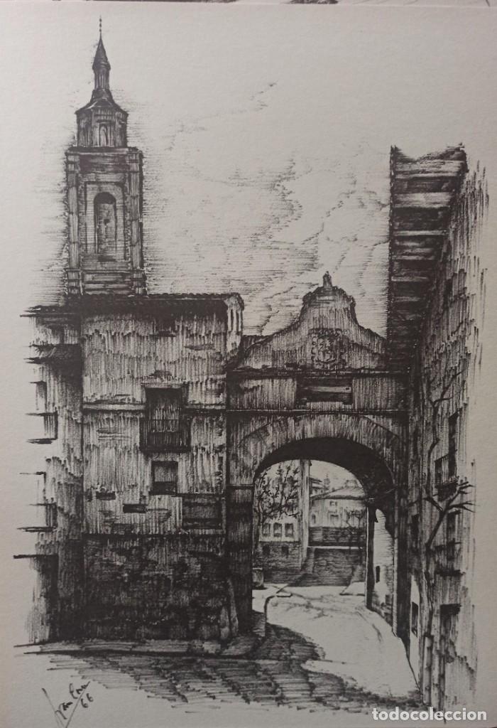 Coleccionismo: Calatayud 1966 Puerta de Zaragoza l&aacute;mina cartulina Juan Cruz Melero 1986