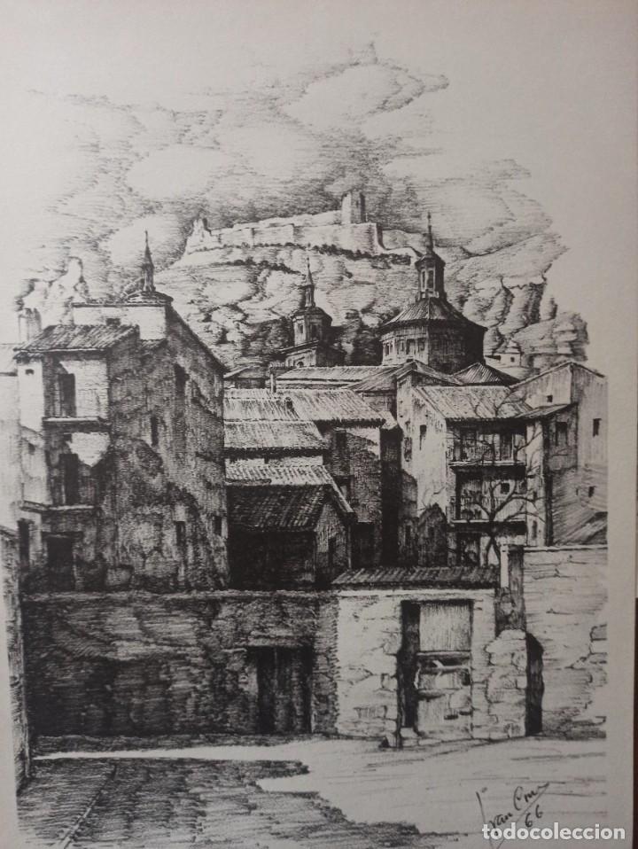 Coleccionismo: Calatayud 1966 Ciudad bajo Castillo l&aacute;mina cartulina Juan Cruz Melero 1986