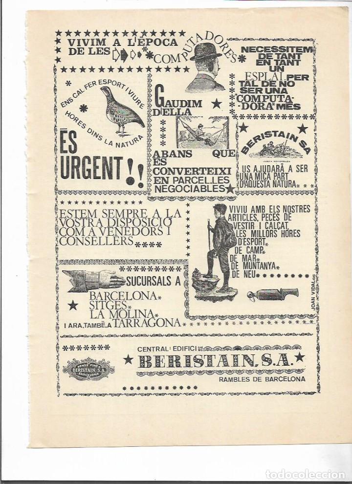 Colecionismo: A&Ntilde;O 1969 RECORTE PRENSA COMERCIO BERISTAIN BARCELONA ARTICULOS DEPORTE MAR MONTA&Ntilde;A NIEVE