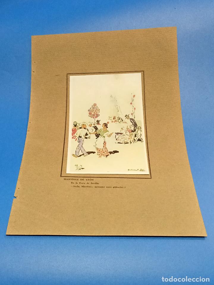 Collecting paper: LAMINA CON DIBUJO DE MART&Iacute;NEZ DE LE&Oacute;N. DE LA FERIA DE SEVILLA. 10 X 16 CM