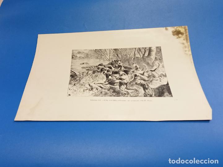 Collecting paper: LAMINA. LV. UNA JAUR&Iacute;A. CUADRO DE ANIMALES POR P.WEIS. 22 X 32 CM