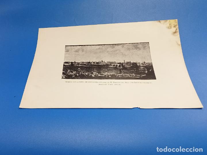 Sammelleidenschaft Papier: LAMINA. LIV. VISTA DE ZARAGOZA. CUADRO DE M.MARTINEZ DEL MAZO. 22 X 32 CM