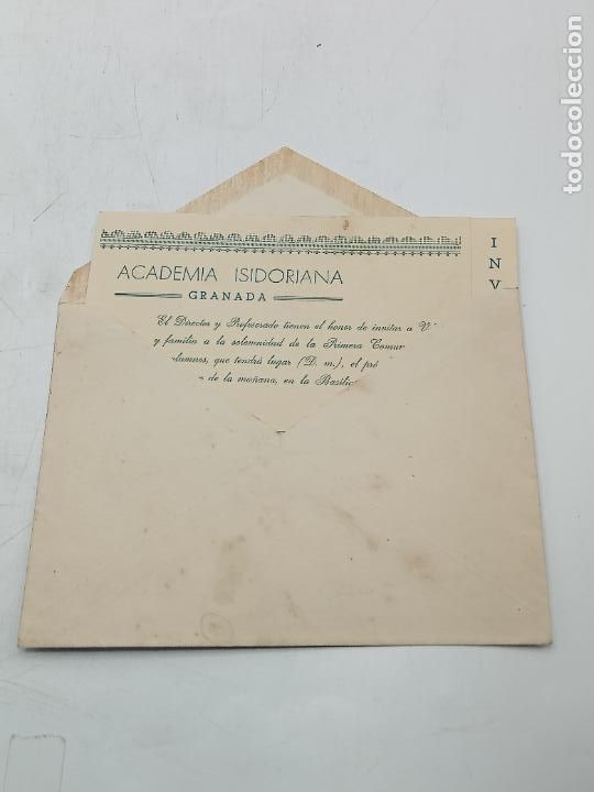 Colecionismo: INVITACI&Oacute;N. ACADEMIA ISIDORIANA, GRANADA. BAS&Iacute;LICA SAN JUAN DE DIOS. ALUMNOS EN 1&ordm; COMUNI&Oacute;N. VER