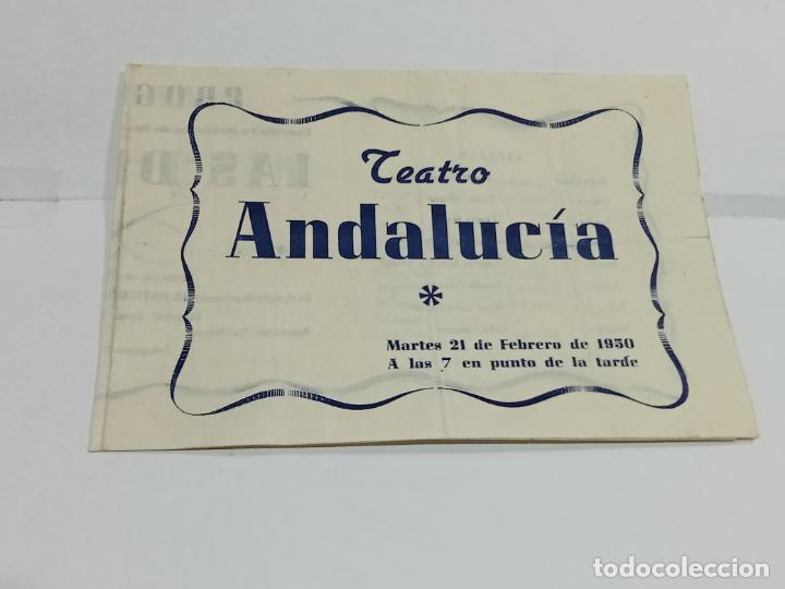 Colecionismo: PROGRAMA. TEATRO ANDALUC&Iacute;A, C&Aacute;DIZ. 1950. LOS DE CA&Iacute;N. REPARTO. VER INTERIOR. PUBLICIDAD