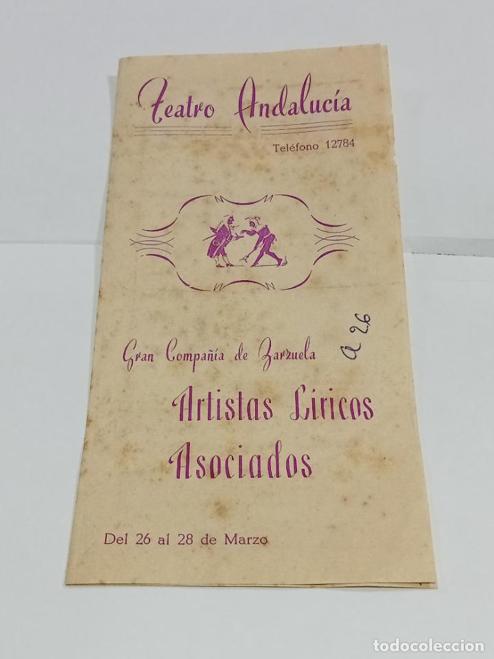 Colecionismo: PROGRAMA. TEATRO ANDALUC&Iacute;A. C&Aacute;DIZ. 1962. ZARZUELA ARTISTAS LIRICOS ASOCIADOS. VER INTERIOR