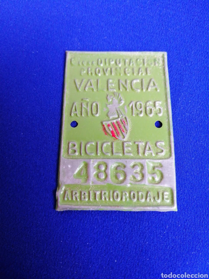 Coleccionismo: PLACA BICICLETA VALENCIA A&Ntilde;O 1965 - Foto 1
