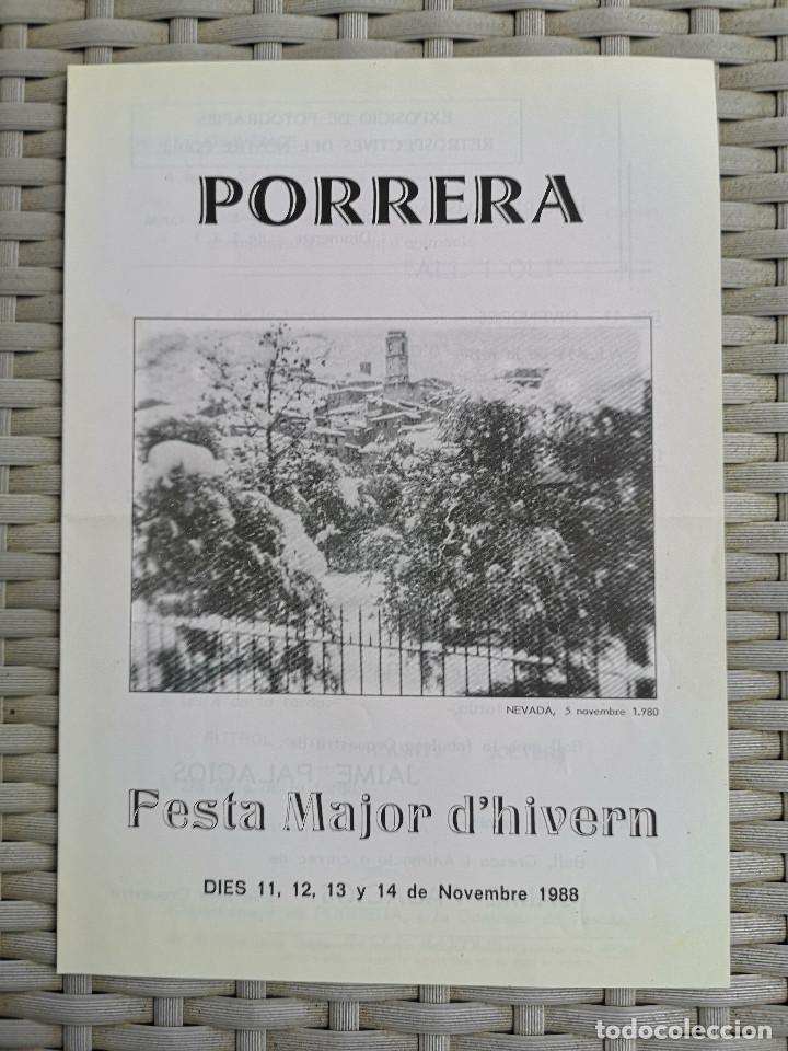 Coleccionismo: PROGRAMA - FIESTA MAYOR DE PORRERA ( TARRAGONA ) A&ntilde;o 1988