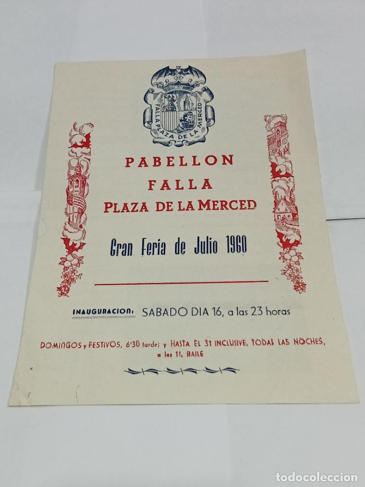 Collezionismo: PROGRAMA. PABELL&Oacute;N FALLA PLAZA DE LA MERCED. FERIA JULIO 1960. BARCELONA. ILUSTRADO. VER FOTOS