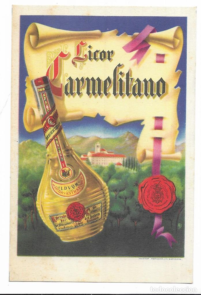 Coleccionismo: Licor CARMELITANO. Tarjeta postal Publicitaria. Benicasim. Original