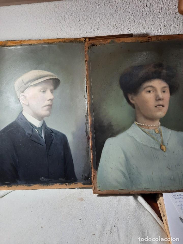 Coleccionismo: Pareja de retratos antiguos ingleses