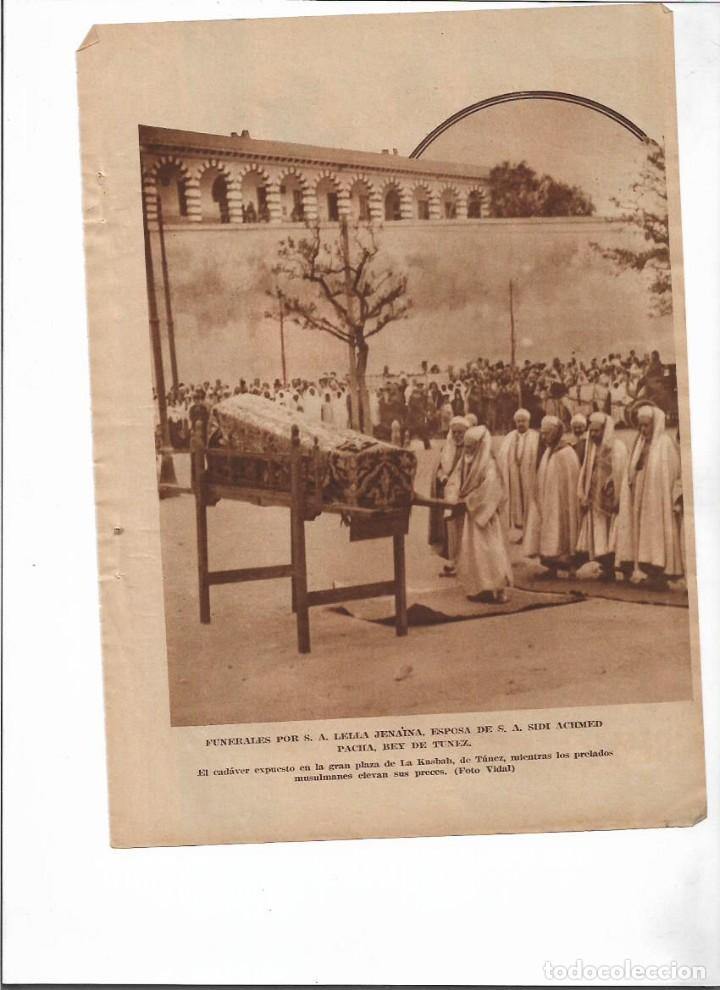 Colecionismo: A&Ntilde;O 1936 RECORTE PRENSA ENTIERRO FUNERALES LELLA JENAINA ESPOSA S.A. SIDI ACHMED PACHA REY DE TUNEZ