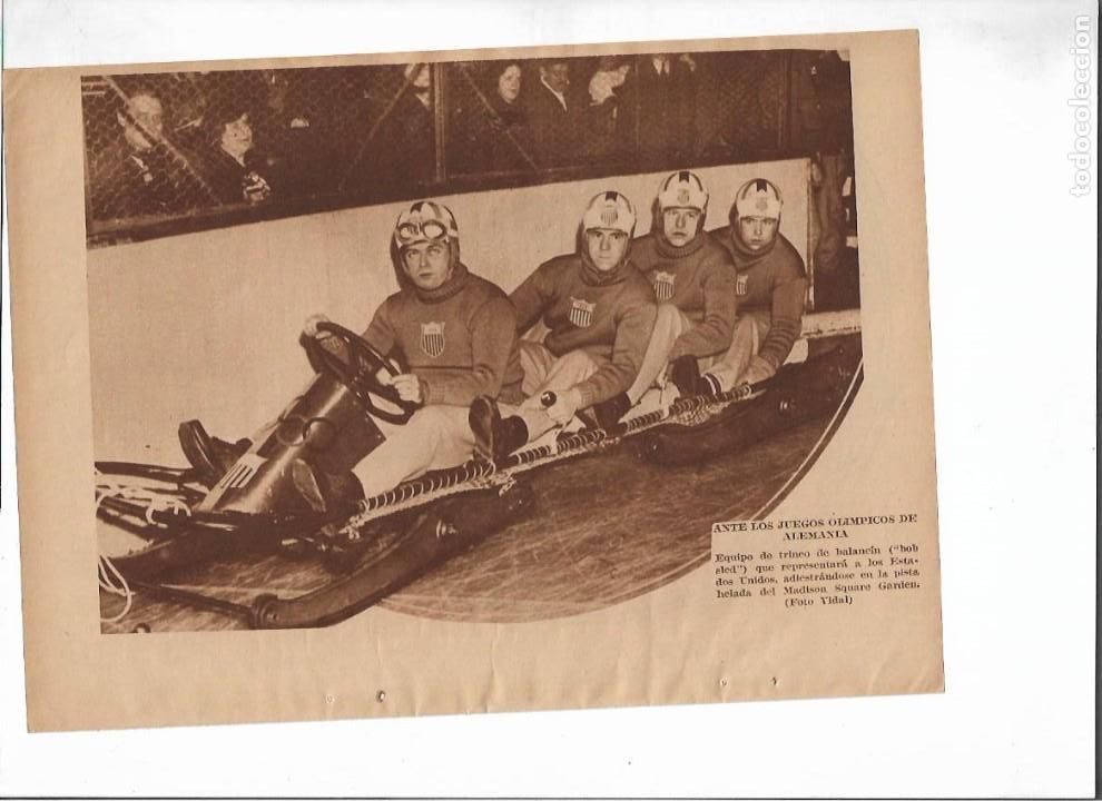 Colecionismo: 1936 NOTICIA DEPORTES EQUIPO TRINEO DE BALANCIN BOBSLED ESTADOS UNIDOS PISTA MADISON SQUAR GARDEN