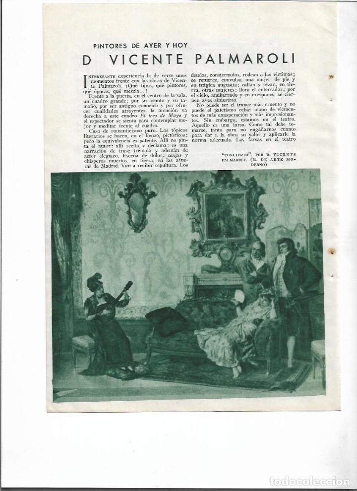 Colecionismo: A&Ntilde;O 1936 RECORTE PRENSA PINTURA PINTOR VICENTE PALMAROLI CUADROS CONCIERTO RETRATO IDA DE BAUER