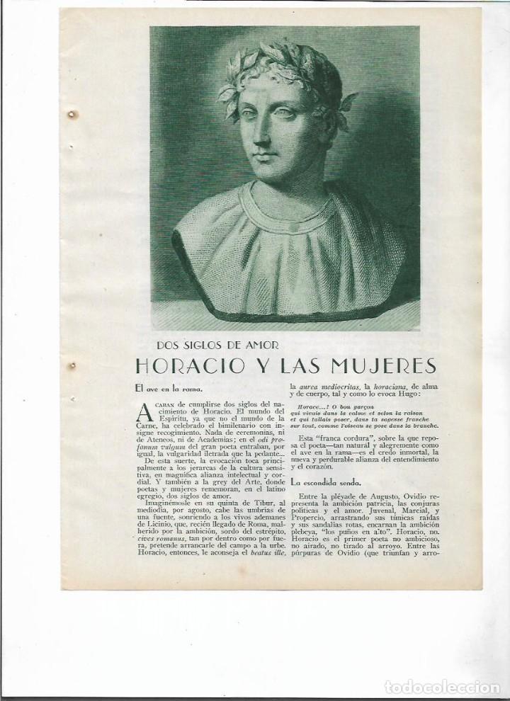 Collezionismo: A&Ntilde;O 1936 RECORTE PRENSA HORACIO Y LAS MUJERES DOS SIGLOS DE AMOR POR CRISTOBAL DE CASTRO