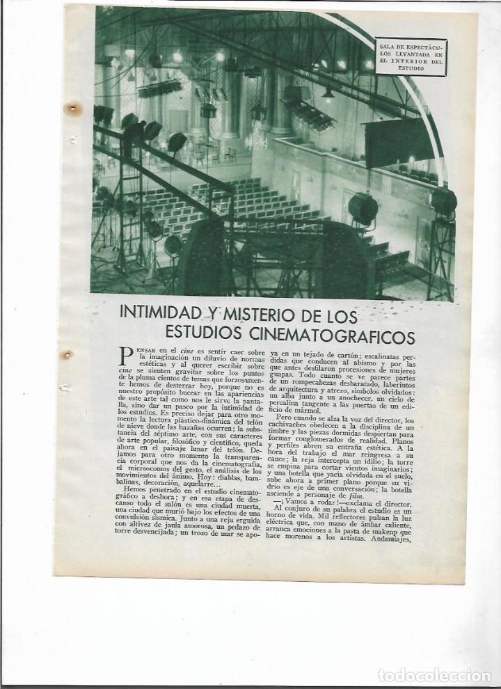 Collecting paper: A&Ntilde;O 1936 RECORTE PRENSA INTIMIDAD Y MISTERIO DE LOS ESTUDIOS CINEMATOGRAFICOS RODAJE PELICULAS