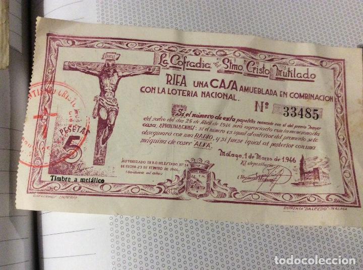 Coleccionismo: Rifa una casa amueblada 1946 la cofradia santisimo cristo mutilado