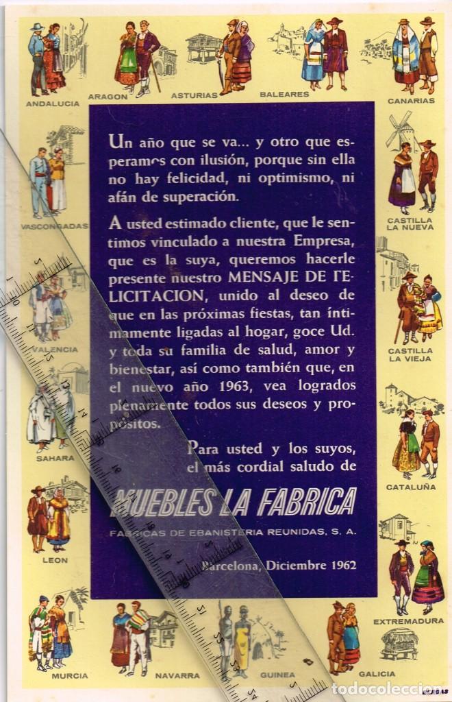 Coleccionismo: 1962 MUEBLES LA F&Aacute;BRICA FELICITACI&Oacute;N NAVIDE&Ntilde;A - CON TRAJES REGIONALES, INCLUYE GUINEA Y SAHARA