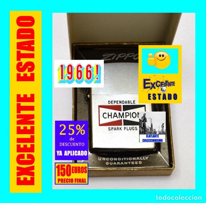 Coleccionismo: ZIPPO DEPENDABLE CHAMPION SPARK PLUGS / BUJ&Iacute;AS - MECHERO / ENCENDEDOR ORIGINAL 1966 - ESMALTADO