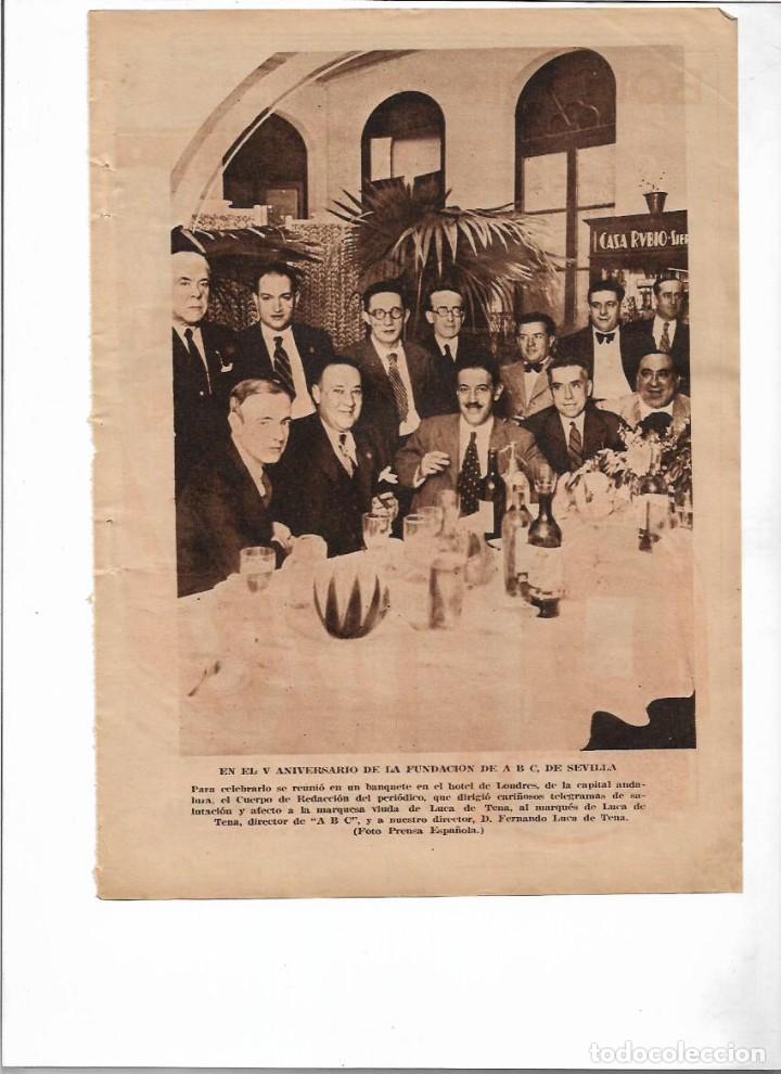 Colecionismo: A&Ntilde;O 1934 RECORTE PRENSA BANQUETE HOTEL DE LONDRES SEVILLA CELEBRACION V ANIVERSARIO FUNDACION DE ABC