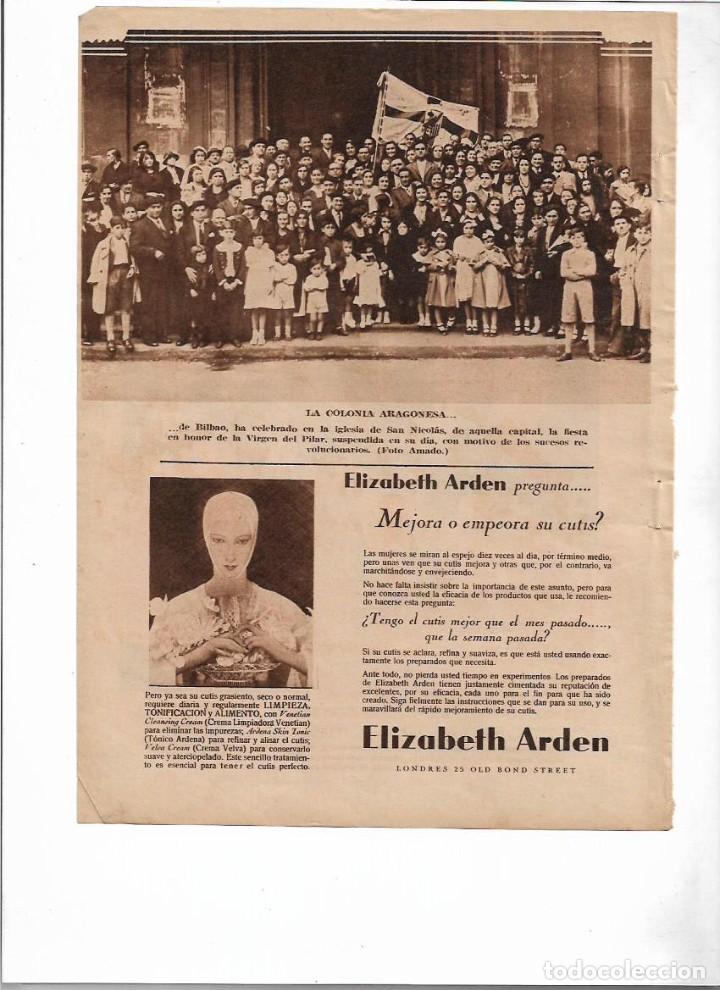 Colecionismo: A&Ntilde;O 1934 RECORTE PRENSA COLONIA ARAGONESA DE BILBAO IGLESIA SAN NICOLAS CELEBRACION FIESTA DEL PILAR