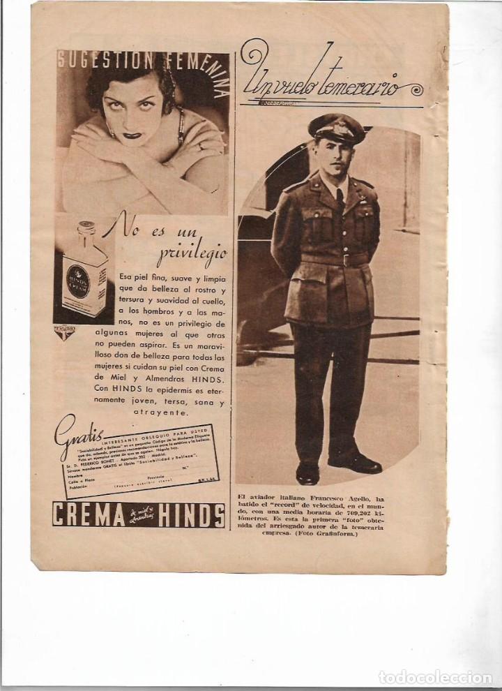 Colecionismo: A&Ntilde;O 1934 RECORTE PRENSA AVIADOR ITALIANO FRANCESCO AGELLO RECORD VELOCIDAD AVIACION
