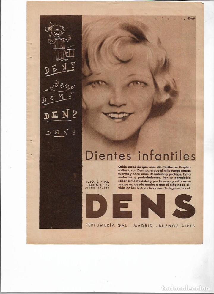Colecionismo: A&Ntilde;O 1934 RECORTE PRENSA PUBLICIDAD DENTIFRICO PASTA DENS DIENTES INFANTILES PERFUMERIA GAL