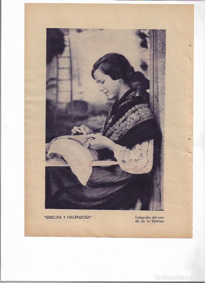 Colecionismo: A&Ntilde;O 1934 RECORTE PRENSA FOTOGRAFIA DEL CONDE DE LA VENTOSA MUJER COSIENDO SERIECITA Y HACENDOSA