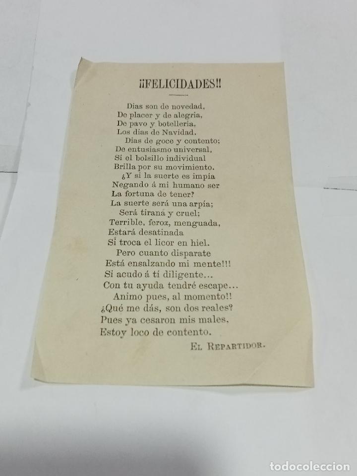 Sammelleidenschaft Papier: FELICITACI&Oacute;N DE EL REPARTIDOS. MODO POES&Iacute;A. 9.5 X 15 CM
