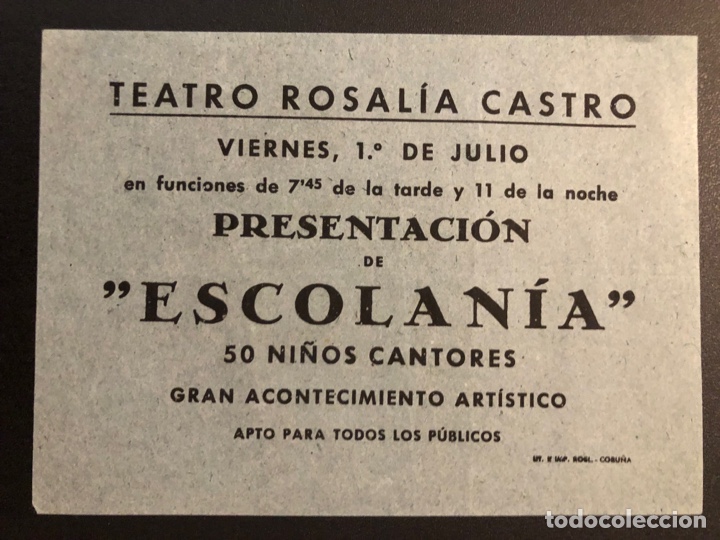 Coleccionismo: Programa teatro Rosal&iacute;a De Castro La Coru&ntilde;a escolania 50 ni&ntilde;os cantores 7