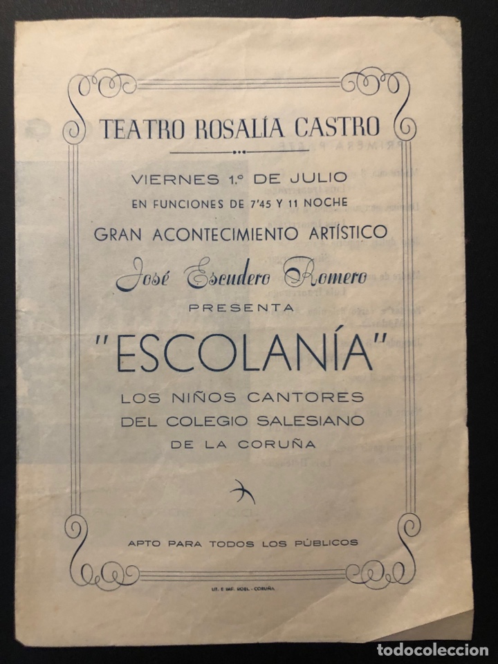 Coleccionismo: Programa teatro Rosal&iacute;a De Castro La Coru&ntilde;a escolania ni&ntilde;os cantores colegio salesiano 7