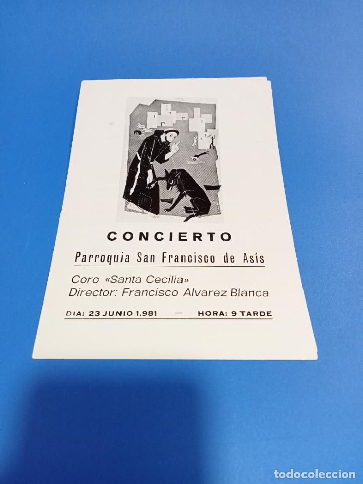 Sammelleidenschaft Papier: PROGRAMA CONCIERTO. PARROQUIA SAN FRANCISCO DE AS&Iacute;S. 1981. CORO SANTA CECILIA.