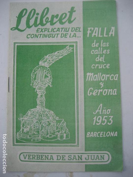 Coleccionismo: Barcelona. 1953. Llibret de la Falla Calles Mallorca y Gerona.