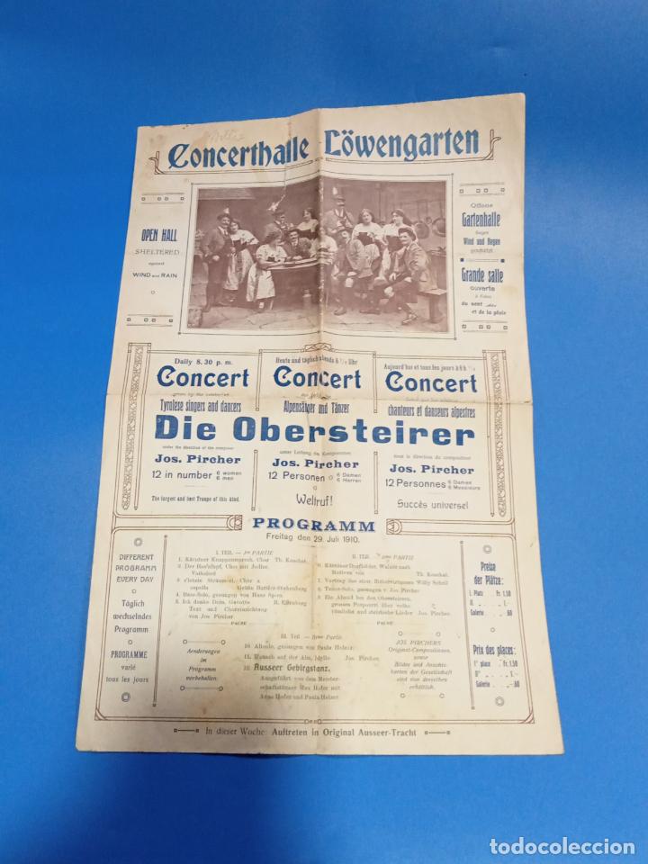 Sammelleidenschaft Papier: ALEMANIA. PROGRAMA DE FUNCIONES. CONCERTHAILE L&Ouml;WENGARTEN. 1910. PUBLICIDAD &Eacute;POCA. DESCRIPCION. VER