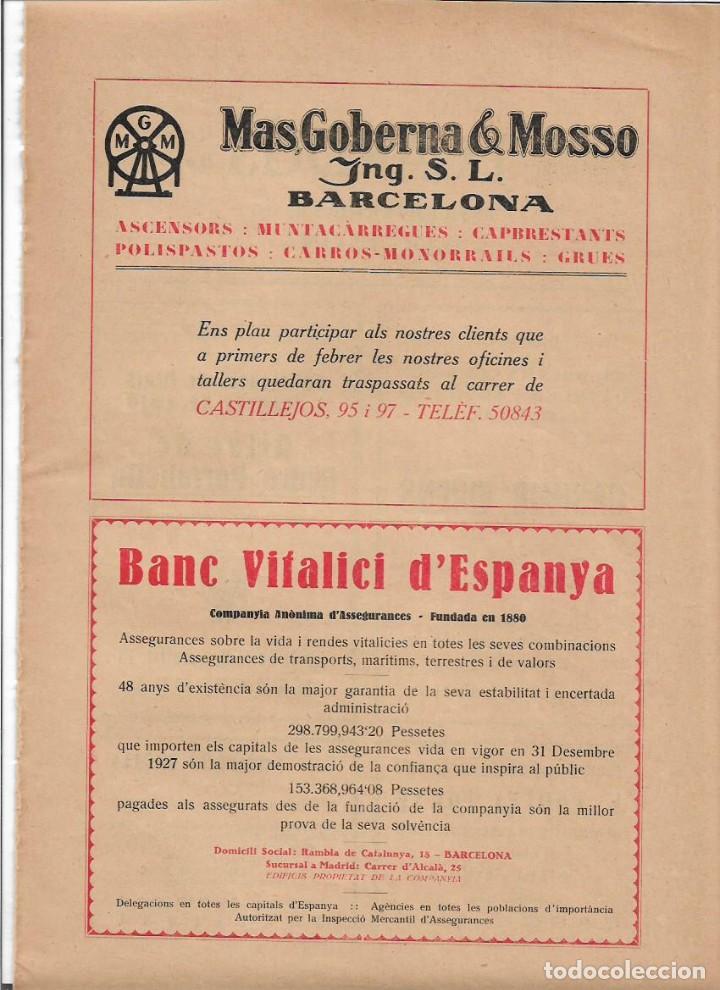 Colecionismo: A&Ntilde;O 1928 RECORTE PRENSA PUBLICIDAD MAS GOBERNA MOSSO ING SL BARCELONA ASCENSORES MONTACARGAS GRUA