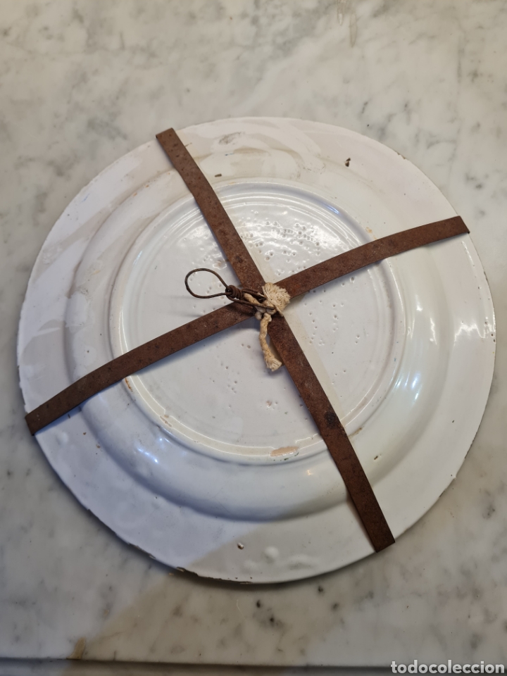 Coleccionismo: Plato antiguo pintado a mano - Foto 2