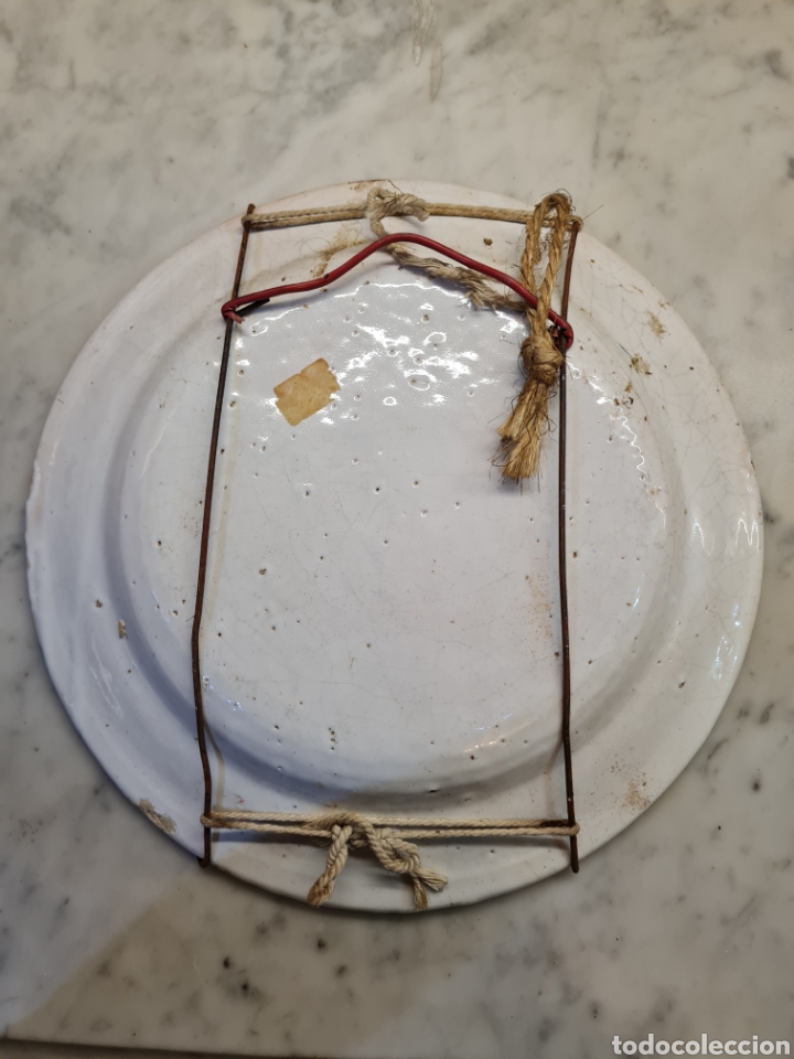 Coleccionismo: Plato antiguo pintado a mano - Foto 3