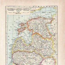 Colecionismo: LAMINA ESPASA 5472: MAPA DE ESTONIA LITUANIA Y LETONIA. Lote 339282673