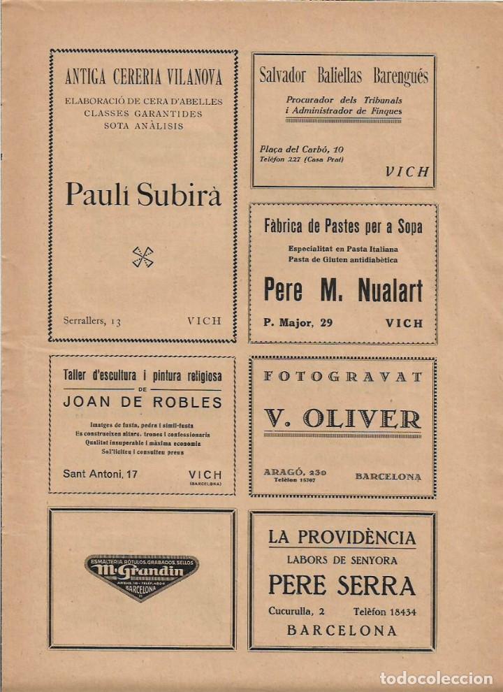 Coleccionismo: 1928 PUBLICIDAD CERERIA VILANOVA PAULI SUBIRA VIC SALVADOR BALIELLAS BARENGUES `PASTA SOPA NUALART