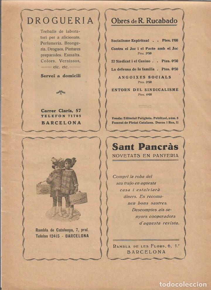 Coleccionismo: A&Ntilde;O 1928 PUBLICIDAD SANT PANCRAS PANYERIA PA&Ntilde;ERIA BARCELONA SASTRES