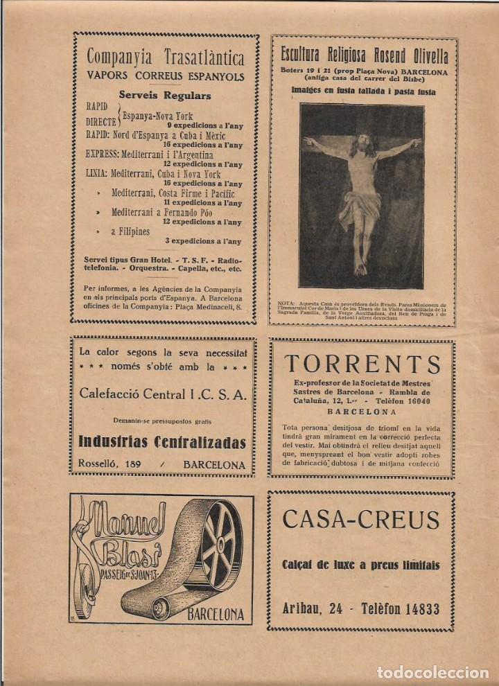 Coleccionismo: A&Ntilde;O 1928 PUBLICIDAD ESCULTURA RELIGIOSA ROSEND OLIVELLA BCNA MANUEL BLASI CALZADOS CASA CREUS