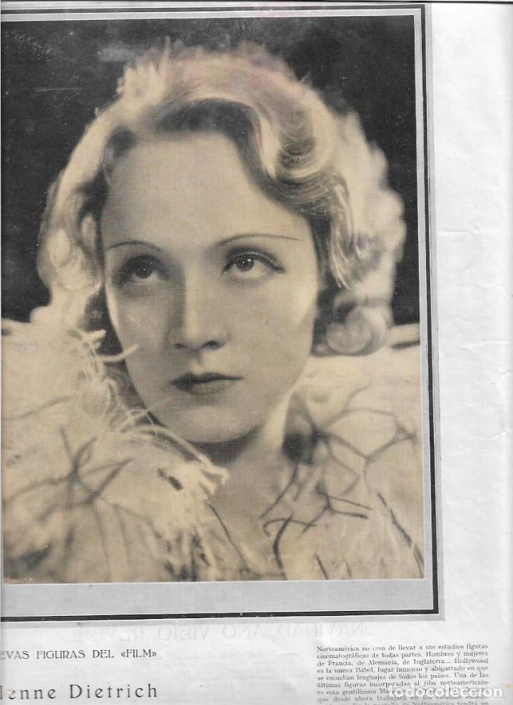 Coleccionismo: A&Ntilde;O 1931 RECORTE PRENSA CINE MARLENNE DIETRICH ACTRIZ ARTISTA