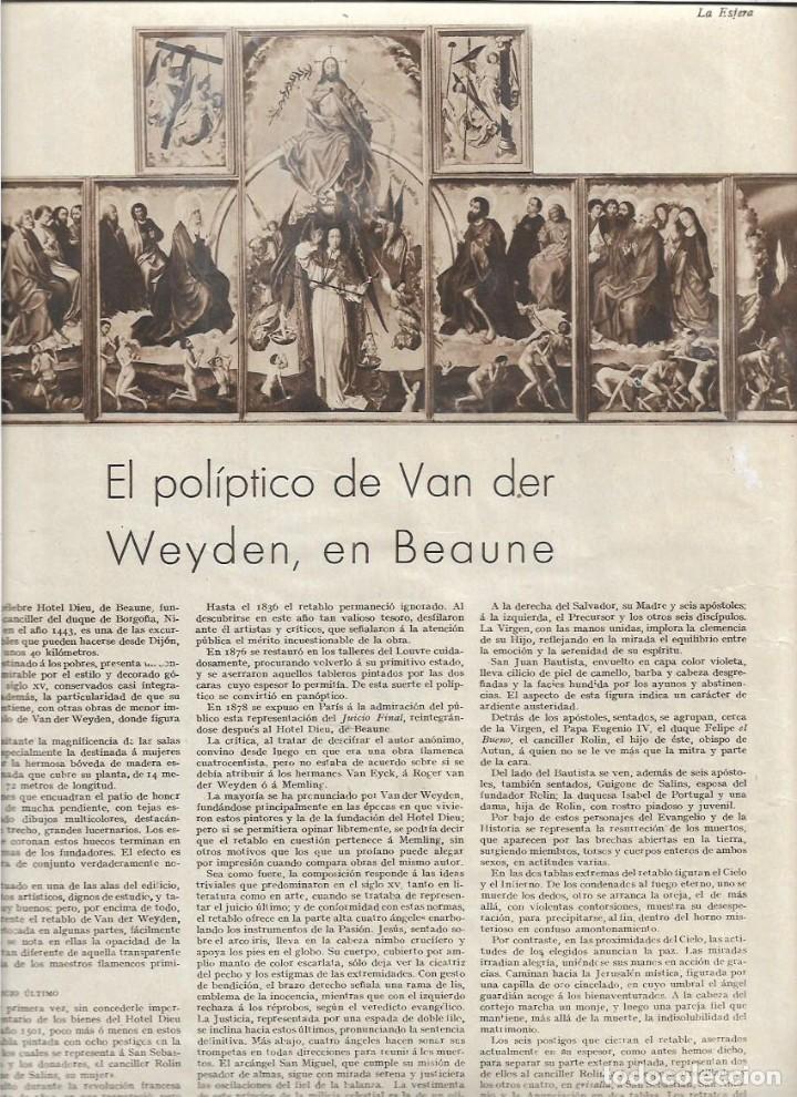 Coleccionismo: A&Ntilde;O 1931 RECORTE PRENSA PINTURA EL POLIPTICO DE VAN DER WEYDEN EN BEAUNE