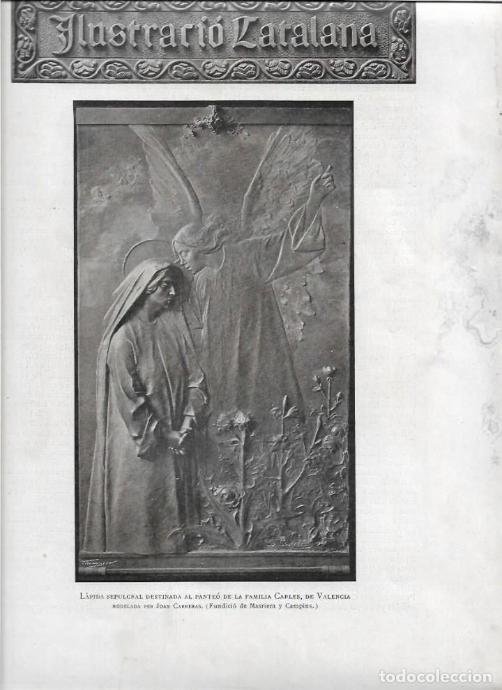 Colecionismo: A&Ntilde;O 1904 RECORTE PRENSA ESCULTURA LAMINA SEPULCRAL PANTEON FAMILIA CARLES DE VALENCIA JOAN CARRERAS