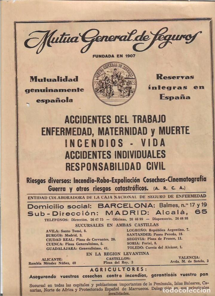 Coleccionismo: A&Ntilde;O 1947 RECORTE PRENSA PUBLICIDAD MUTUA GENERAL DE SEGUROS ACCIDENTES DE TRABAJO