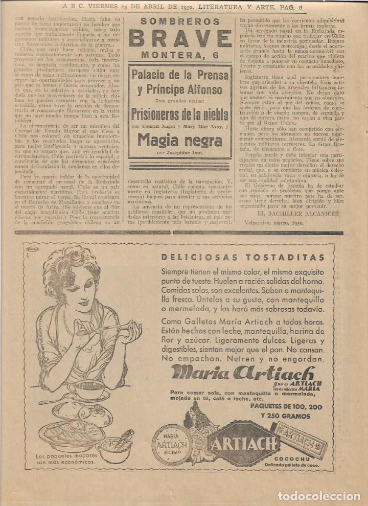 Coleccionismo: A&Ntilde;O 1930 RECORTE PRENSA PUBLICIDAD GALLETAS MARIA ARTIACH BILBAO