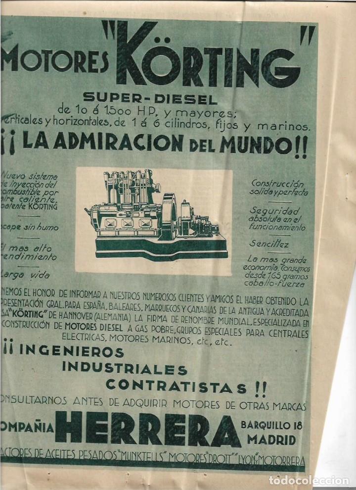 Colecionismo: A&Ntilde;O 1929 RECORTE PRENSA PUBLICIDAD MOTORES KORTING COMPA&Ntilde;IA HERRERA MOTOR