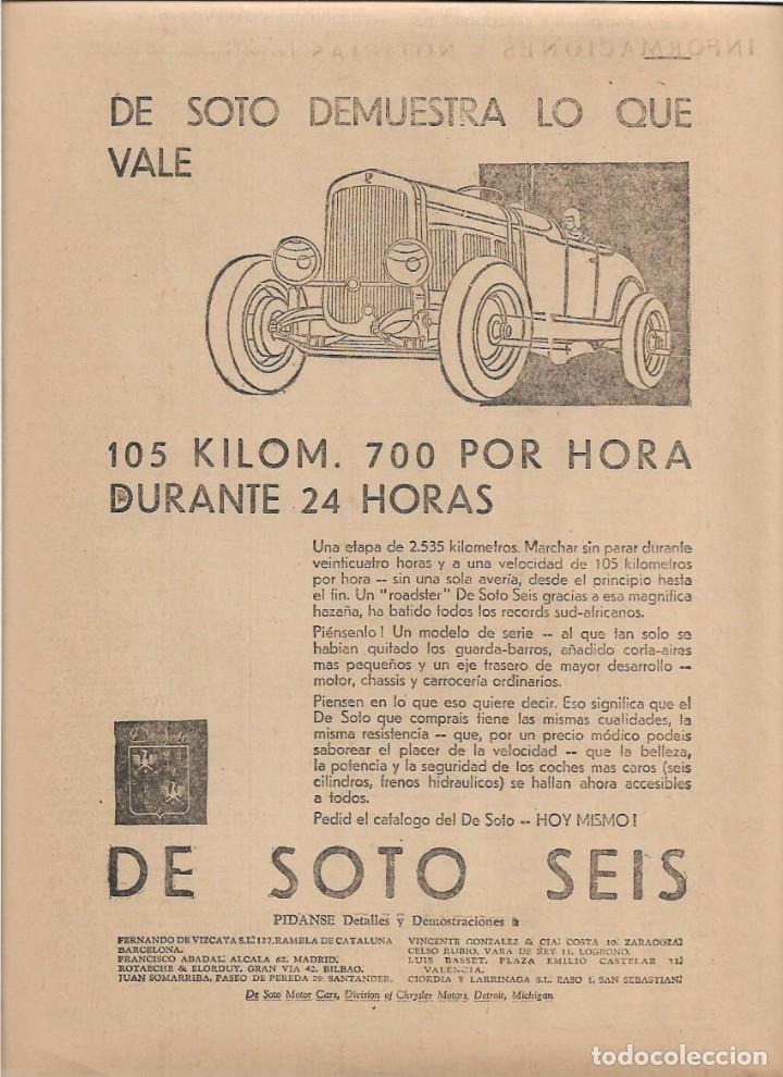 Coleccionismo: A&Ntilde;O 1929 RECORTE PRENSA PUBLICIDAD DE SOTO SEIS AUTOMOVIL COCHE