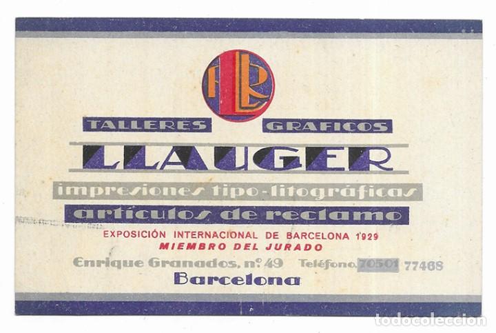 Coleccionismo: Tarjeta de presentaci&oacute;n. Talleres Graficos LLAUGER Impresiones tipo - litogr&aacute;ficas
