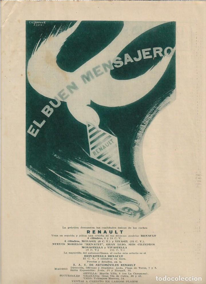 Sammelleidenschaft Papier: A&Ntilde;O 1929 RECORTE PRENSA PUBLICIDAD RENAULT COCHE AUTOMOVIL